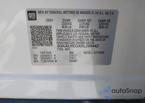 2024 GMC Terrain Awd At4 z USA, uszkodzony, nr VIN 3GKALYEGXRL289442